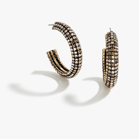 J. Crew Jewelry New Jcrew Crystal Chain Hoop Earrings Poshmark